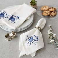 Blue Crab Printed Napkins, Set of 6