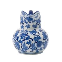 Blue and White Floral Ceramic Pitcher