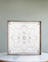 Cream Moroccan Pattern Tray with Gold Edges