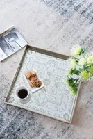 Cream Moroccan Pattern Tray with Gold Edges