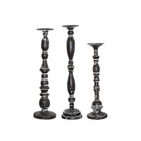 Black Distressed Metal Candle Holders, Set of 3