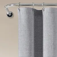 Gray Button and Stripe Shower Curtain