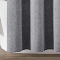 Gray Button and Stripe Shower Curtain