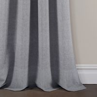 Gray Button and Stripe Curtain Panel Set, 95 in.