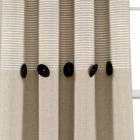 Linen Button and Stripe Curtain Panel Set, 84 in.