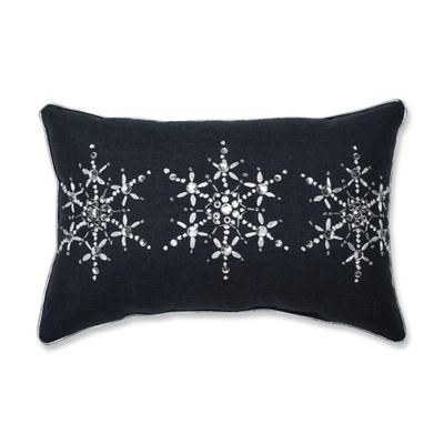 Dark Gray Jeweled Snowflakes Accent Pillow