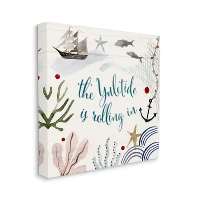 Yuletide Rolling Beach Stretched Canvas Art Print