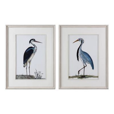 Blue Shore Birds Framed Art Prints, Set of 2