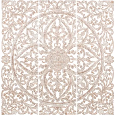 White Floral Wood Carving 3-pc. Wall Plaque