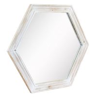 Whitewashed Hexagon Frame Mirror