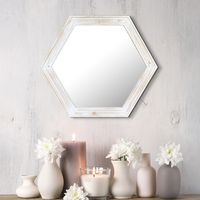 Whitewashed Hexagon Frame Mirror