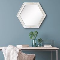 Whitewashed Hexagon Frame Mirror