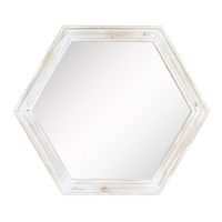 Whitewashed Hexagon Frame Mirror