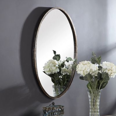 Dark Bronze Oval Wall Mirror