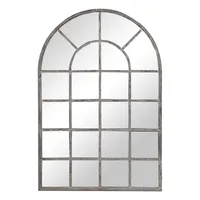 Antique Rustic Arch Windowpane Mirror