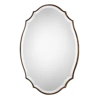 Antique Gold Rounded Edge Wood Wall Mirror