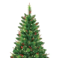 7 ft. Pre-Lit Berrywood Pine Christmas Tree