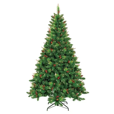 7 ft. Pre-Lit Berrywood Pine Christmas Tree