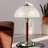 Walnut Alabaster Frosted Glass Table Lamp