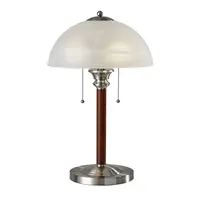 Walnut Alabaster Frosted Glass Table Lamp