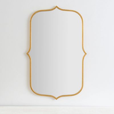 Gold Metal Scallop Linear Mirror