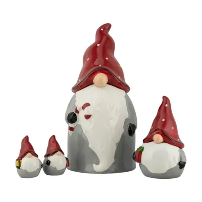 Red and Gray 4-Pc. Christmas Gnome Set