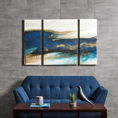 Rolling Waves Blur Canvas Art Prints, Set of 3