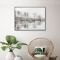 Taupe Water Mirror Framed Canvas Art Print