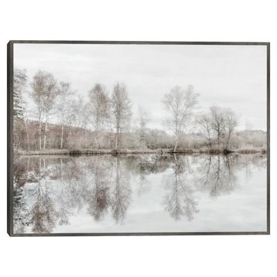 Taupe Water Mirror Framed Canvas Art Print