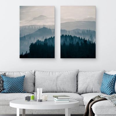 Blue Mountain Canvas Prints, Set of 2