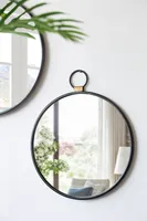 Black Metal Frame Round Loop Wall Mirror