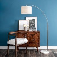 Silver Curved Floor Lamp with Marble Base