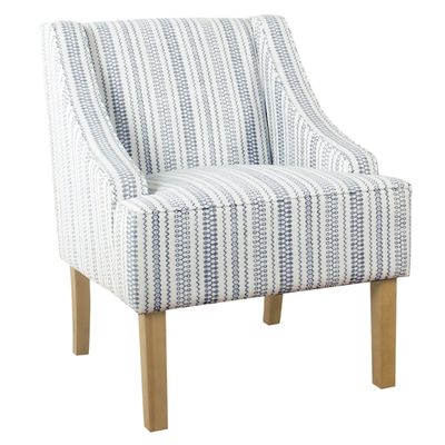Blue Farmhouse Stripe Swoop Accent Chair