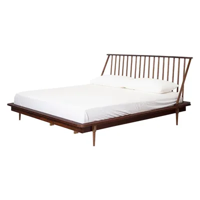 Walnut Mid-Century Modern King Bed Frame