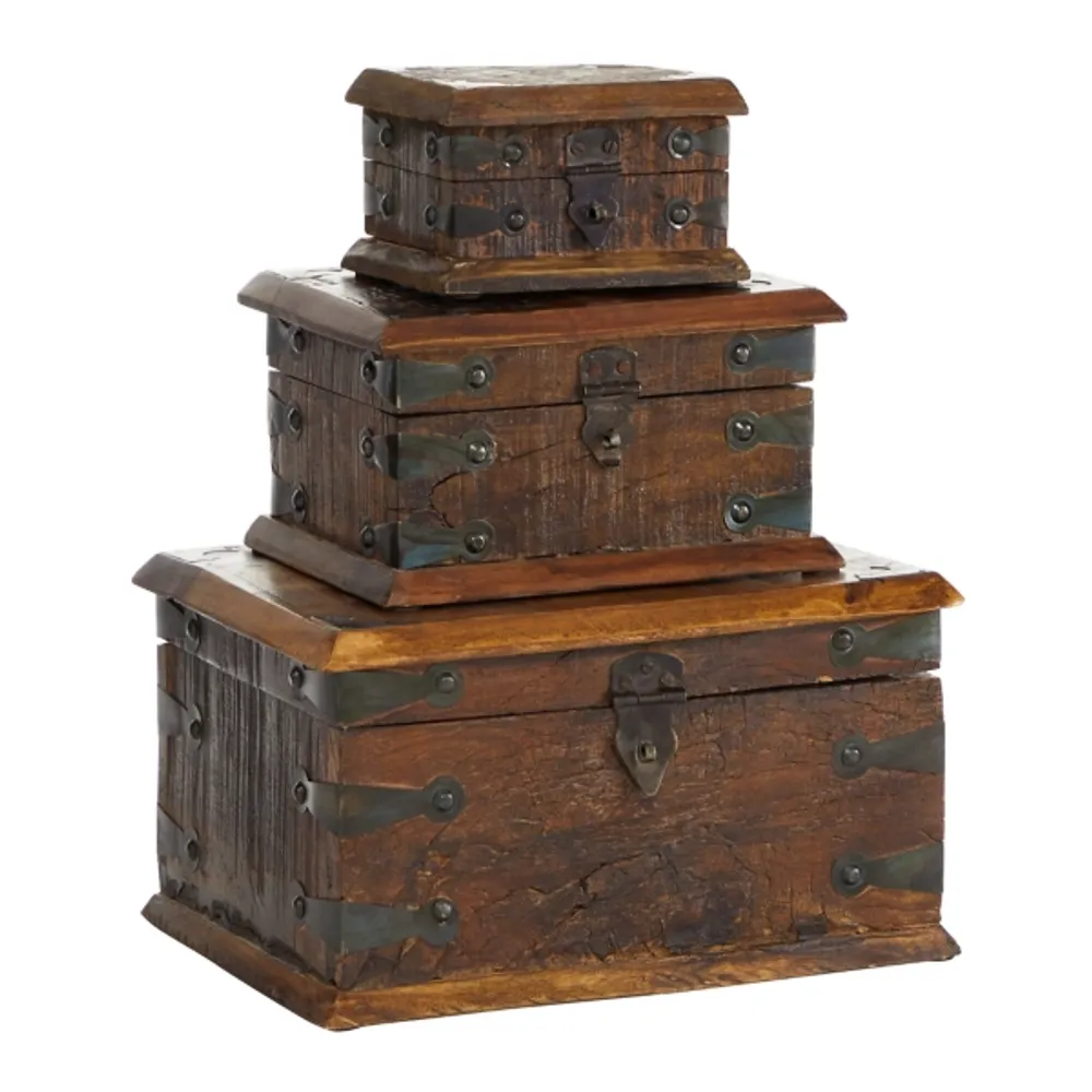 Reclaimed Wood Antique Box Set, Set of 3