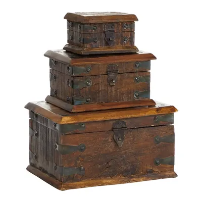 Reclaimed Wood Antique Box Set, Set of 3