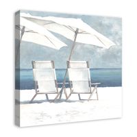 Beach Chairs and Umbrella Coastal Canvas Art Print