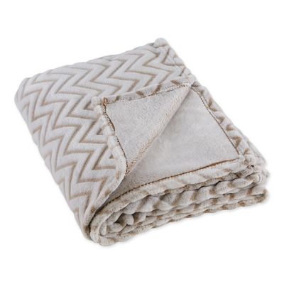 Stone Chevron Plush Throw