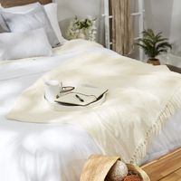 Cream Chenille Fringe Throw