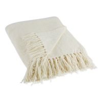 Cream Chenille Fringe Throw