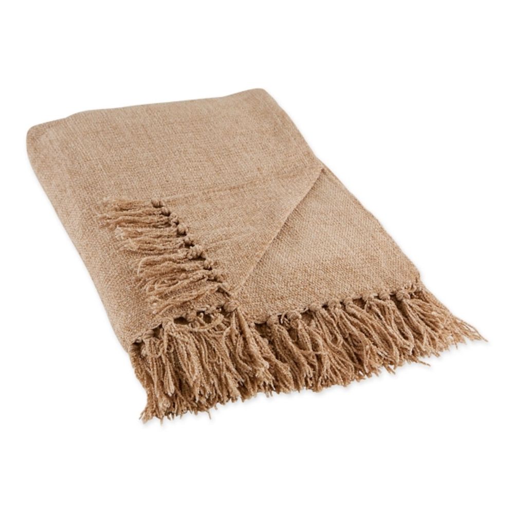 Natural Chenille Fringe Throw