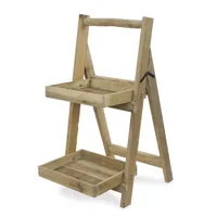 Natural Wood 2-Tier Folding Plant Stand, 30 in.