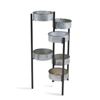 Metal and Wood 6-Pot Folding Plant Stand