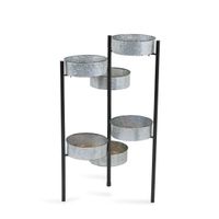 Metal and Wood 6-Pot Folding Plant Stand