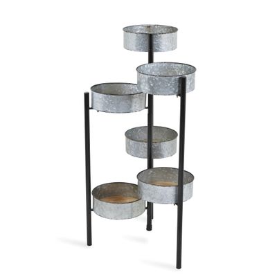 Metal and Wood 6-Pot Folding Plant Stand