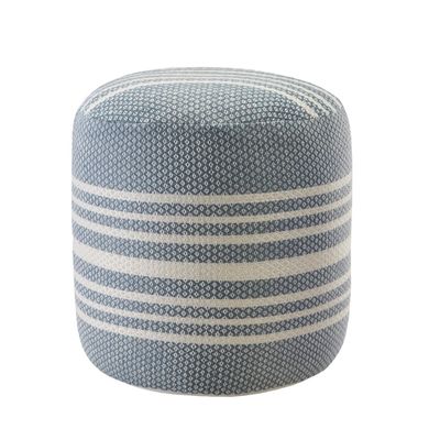 Soft Blue Simple Stripe Outdoor Pouf