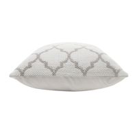 White and Taupe Lattice Outdoor Pillow