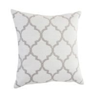 White and Taupe Lattice Outdoor Pillow