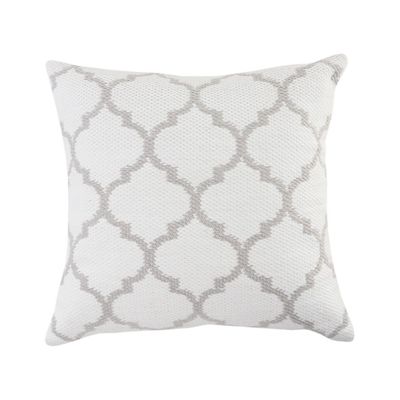 White and Taupe Lattice Outdoor Pillow