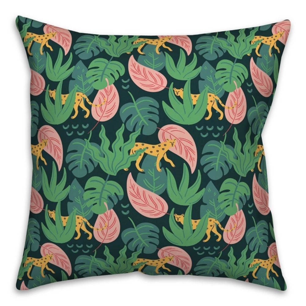 Cheetahs and Leaves Outdoor Pillow